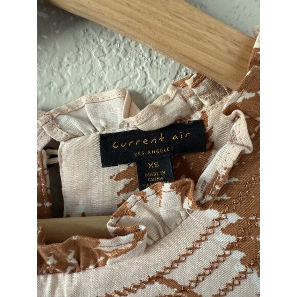 Anthropologie Current Air Linen Smocked Collar Top Floral Coquette Tropical XS - Picture 7 of 10